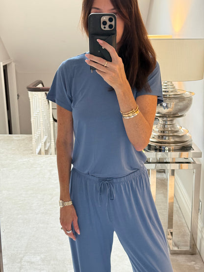French Blue Modal T-shirt Pyjama Set