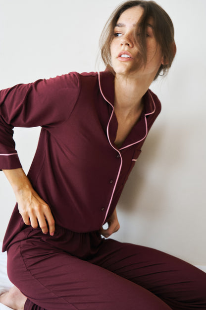 Burgundy Modal Pyjama Set